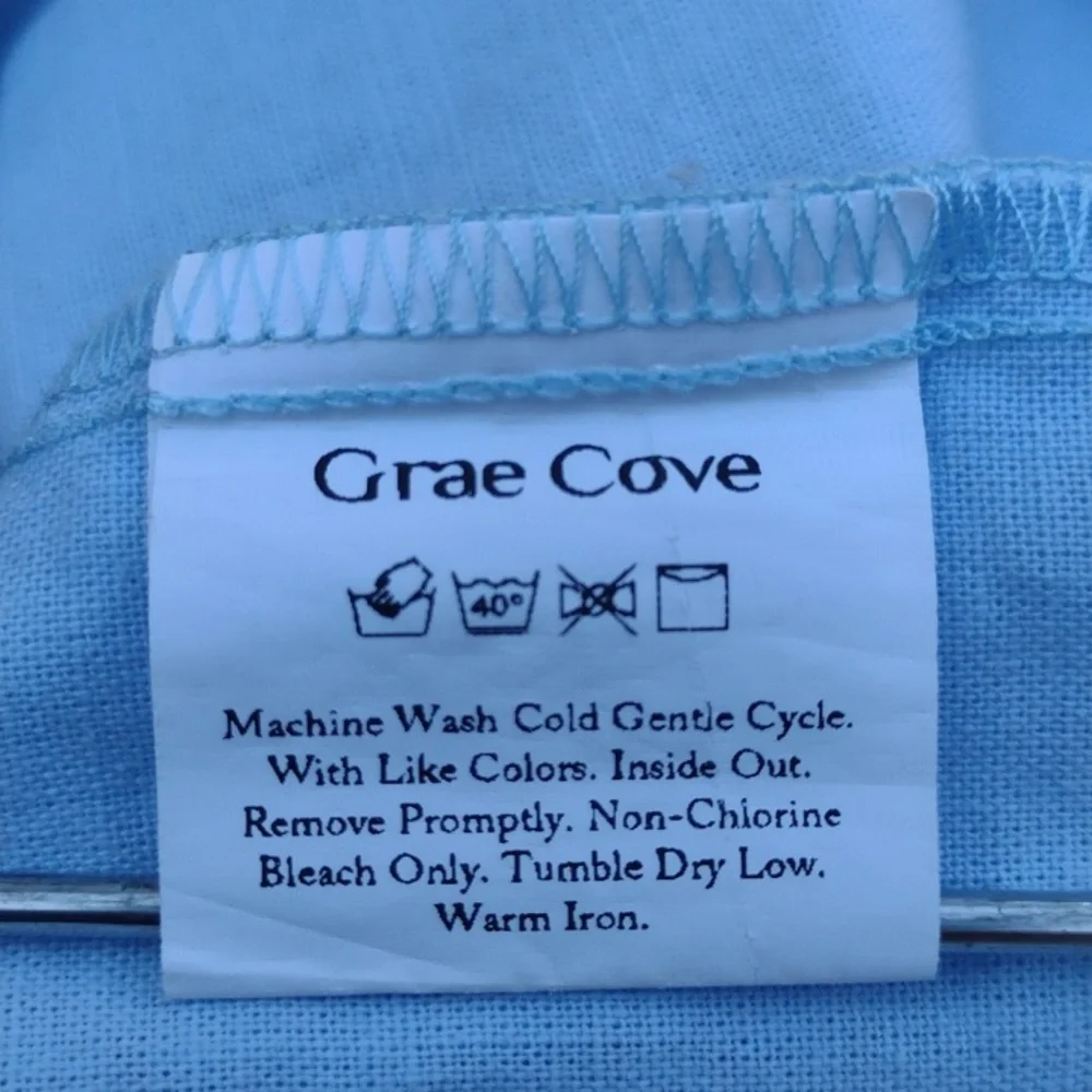 Grae Cove Blue Tabitha Linen-Cotton Boatneck Top Women's Small - Picture 7 of 7